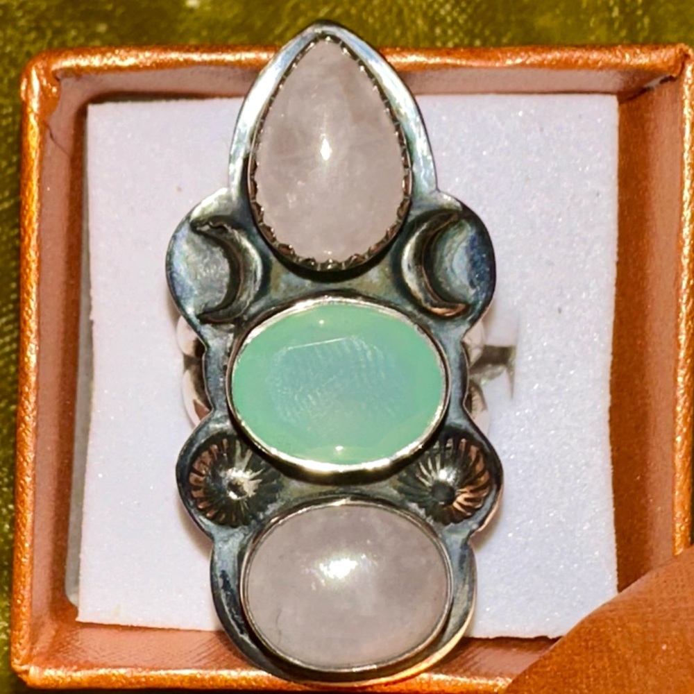 💖💖 GENUINE Rose Quartz and Jade! Sterling Silver. ADJUSTABLE sizing!!!!!
